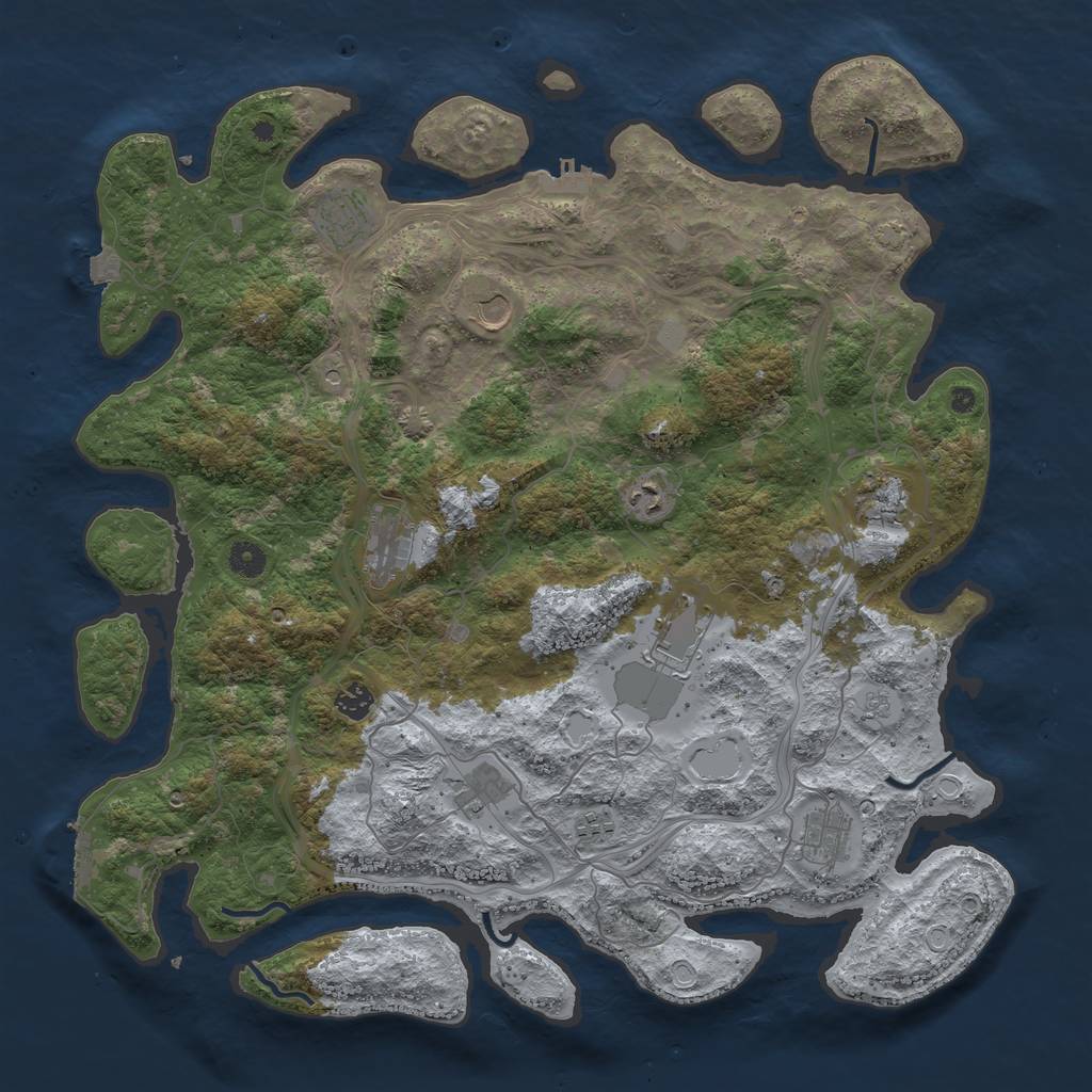 Rust Map: Procedural Map, Size: 4500, Seed: 662348, 18 Monuments