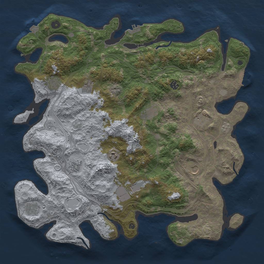 Rust Map: Procedural Map, Size: 4500, Seed: 2055948431, 19 Monuments