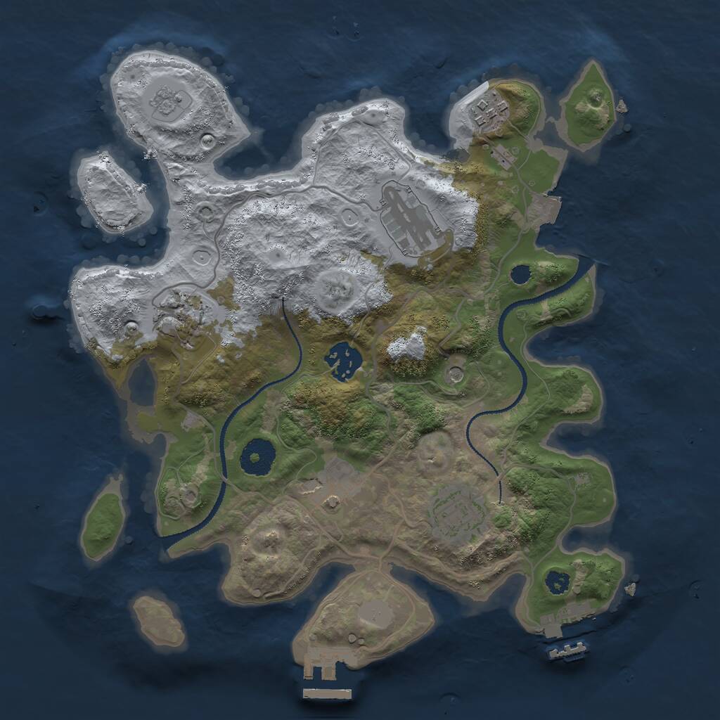 Rust Map: Procedural Map, Size: 3000, Seed: 737844575, 11 Monuments