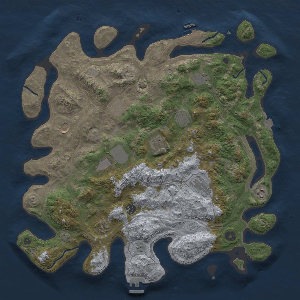 Rust Map: Procedural Map, Size: 4250, Seed: 2064880642, 19 Monuments