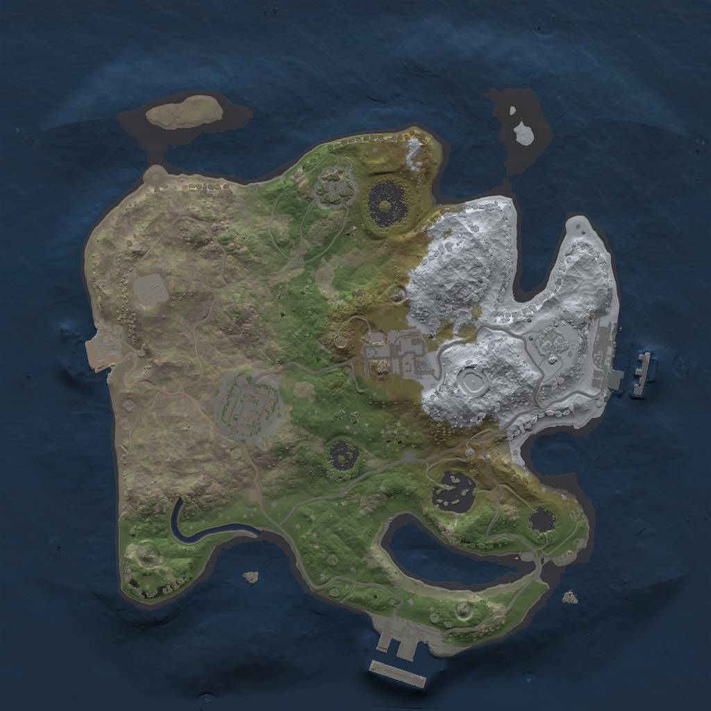 Rust Map: Procedural Map, Size: 2500, Seed: 1679761144, 10 Monuments