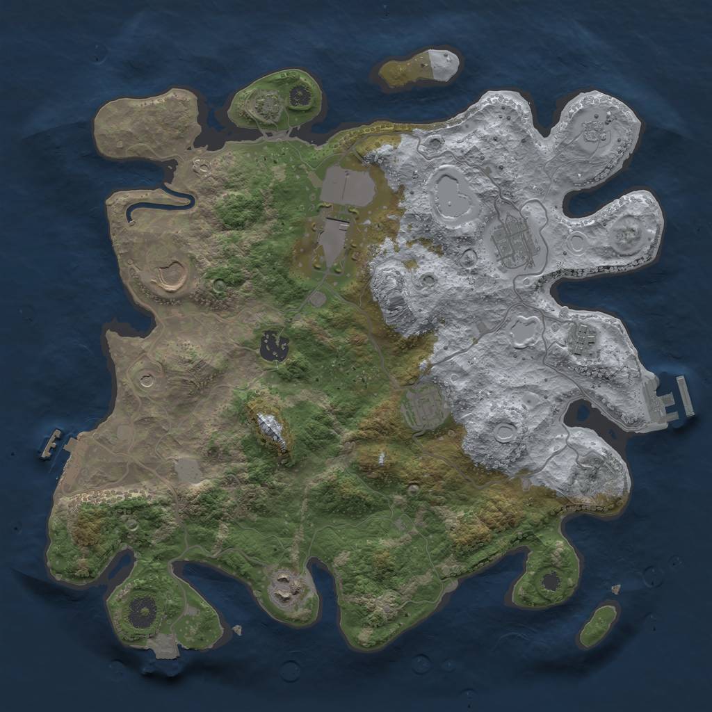 Rust Map: Procedural Map, Size: 3500, Seed: 1045654, 15 Monuments