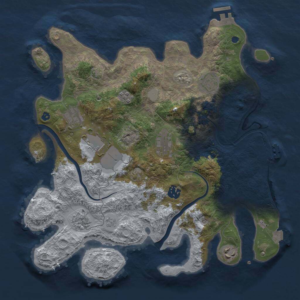 Rust Map: Procedural Map, Size: 3500, Seed: 1924480600, 14 Monuments