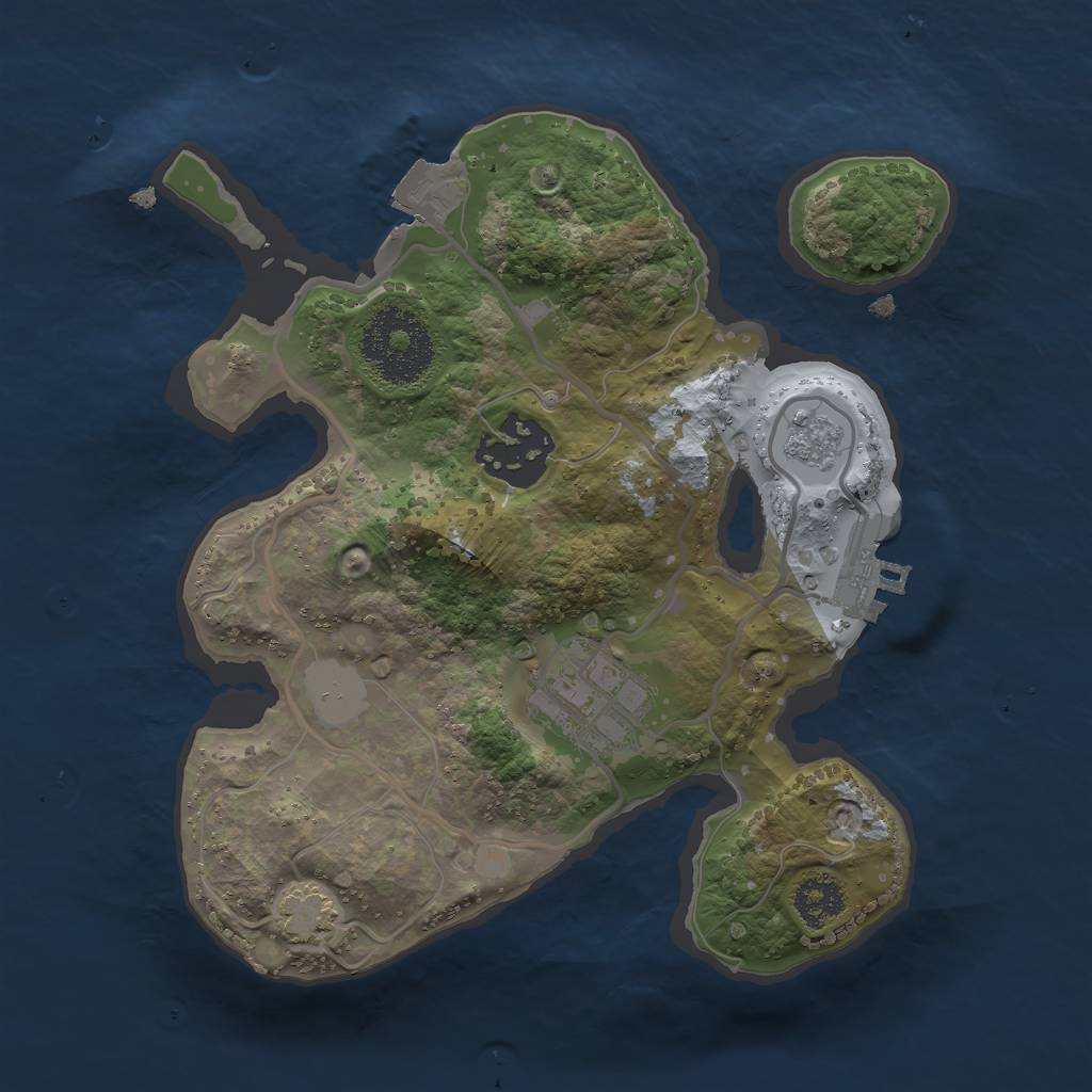 Rust Map: Procedural Map, Size: 2250, Seed: 1255829854, 8 Monuments