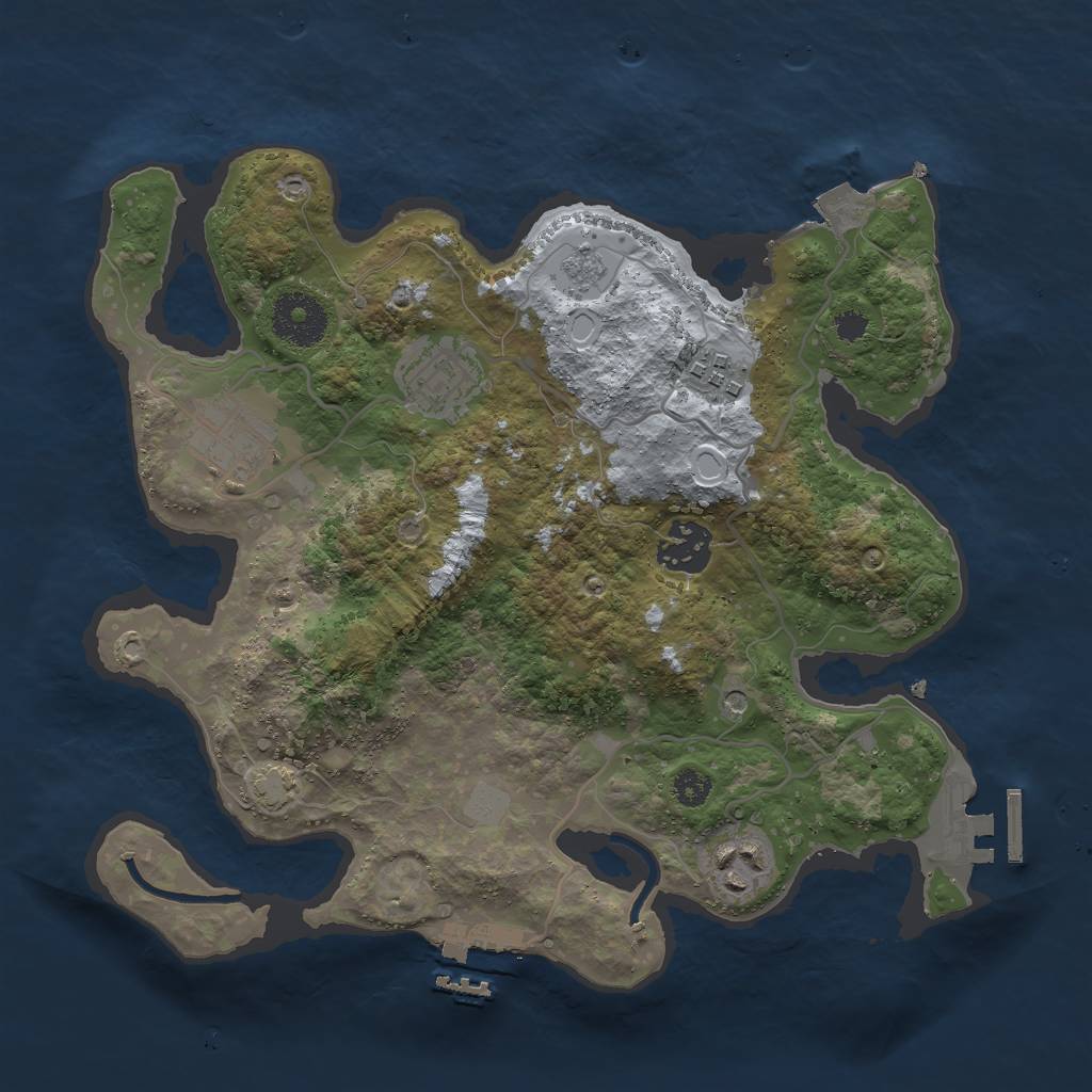 Rust Map: Procedural Map, Size: 3000, Seed: 1036276116, 13 Monuments