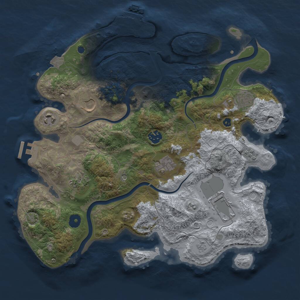 Rust Map: Procedural Map, Size: 3500, Seed: 538766225, 14 Monuments