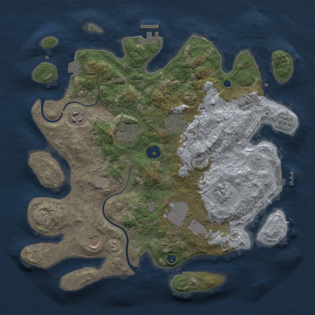 Rust Map: Procedural Map, Size: 3500, Seed: 5073540, 13 Monuments