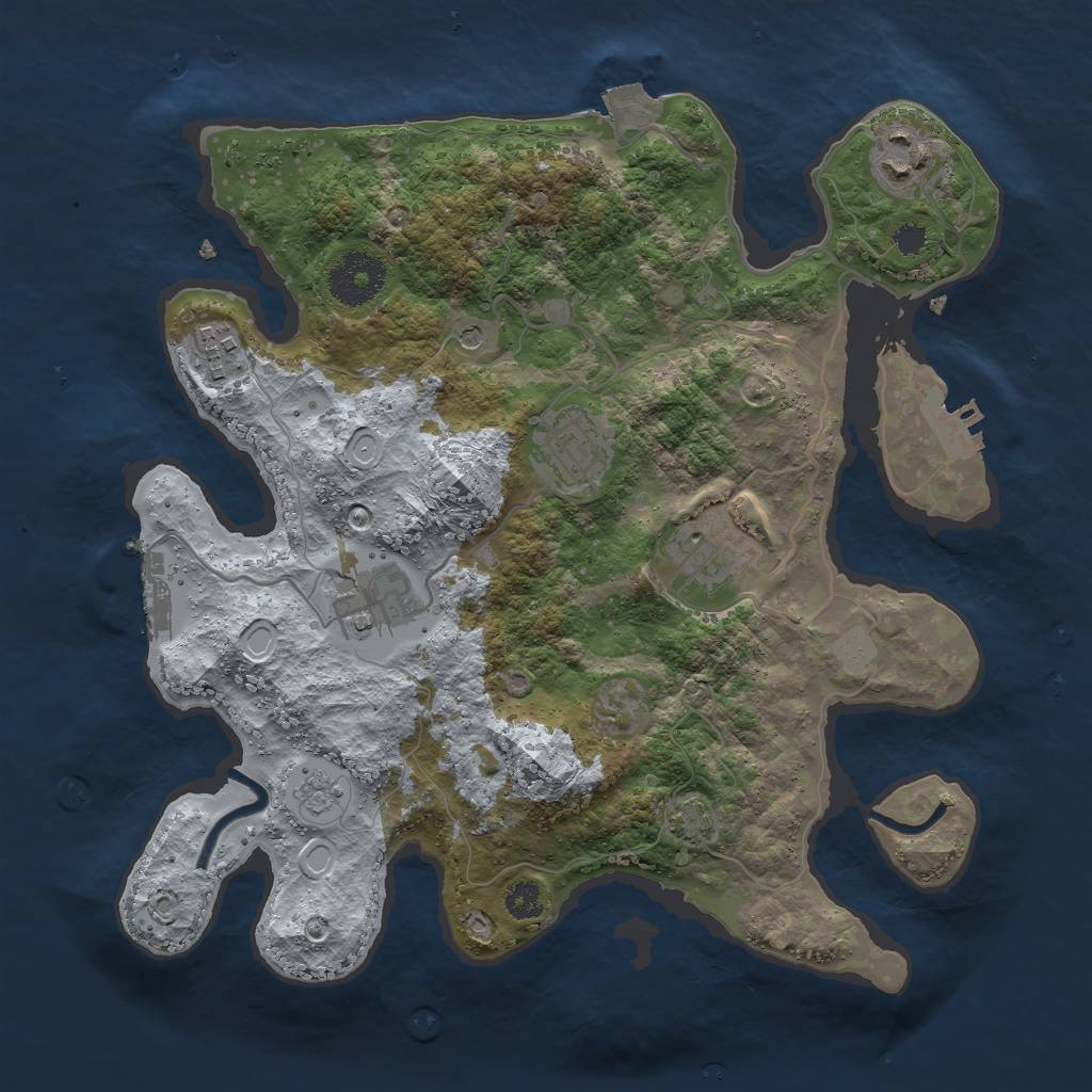 Rust Map: Procedural Map, Size: 3000, Seed: 62672345, 13 Monuments