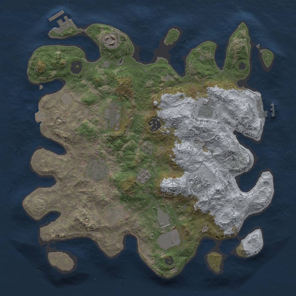 Rust Map: Procedural Map, Size: 3500, Seed: 78688697, 17 Monuments