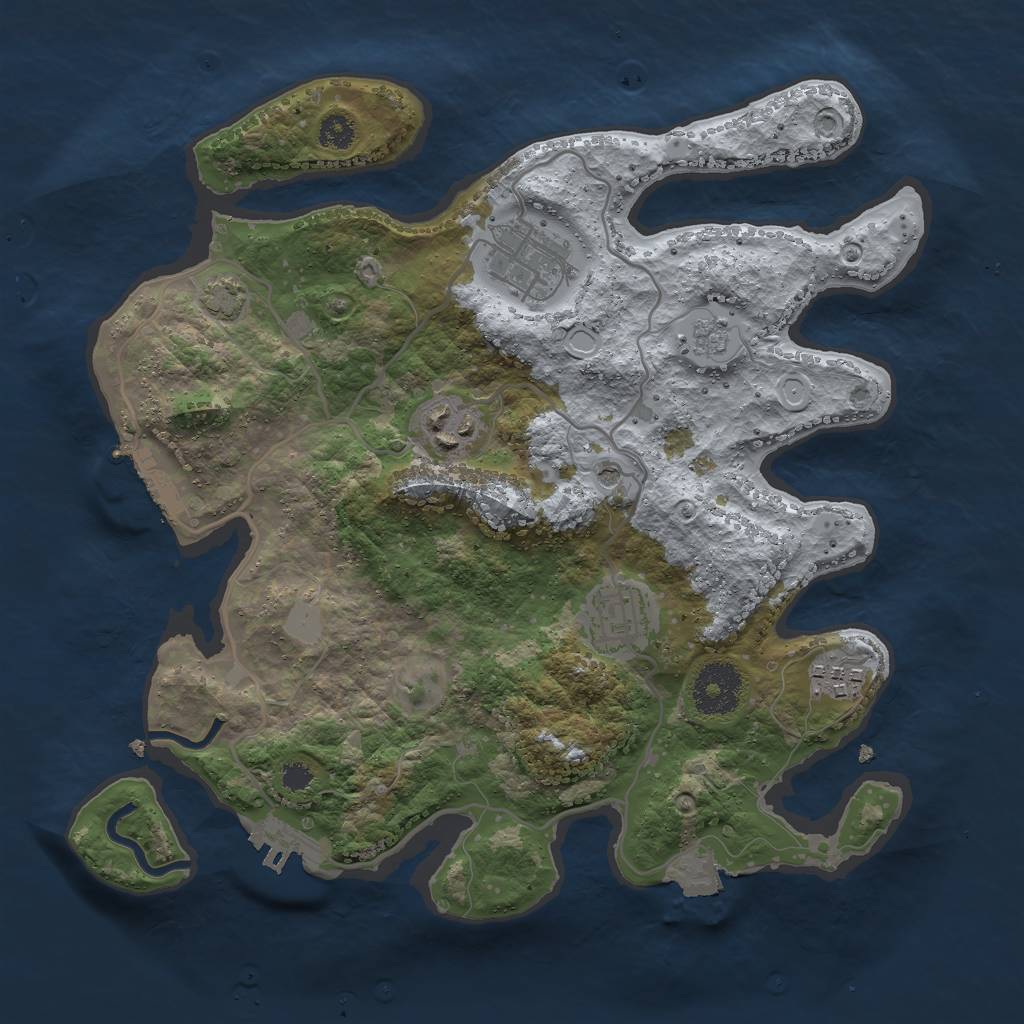 Rust Map: Procedural Map, Size: 3000, Seed: 20970, 12 Monuments