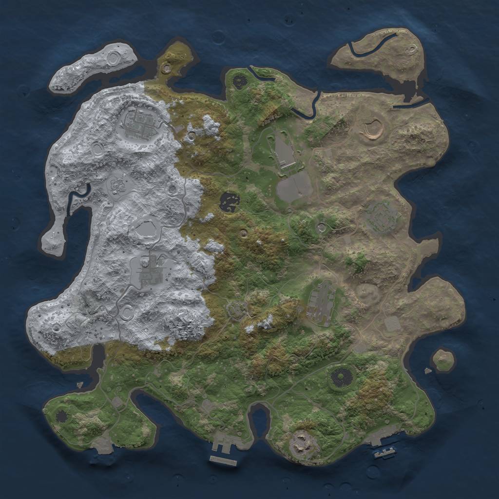 Rust Map: Procedural Map, Size: 3700, Seed: 464560, 16 Monuments