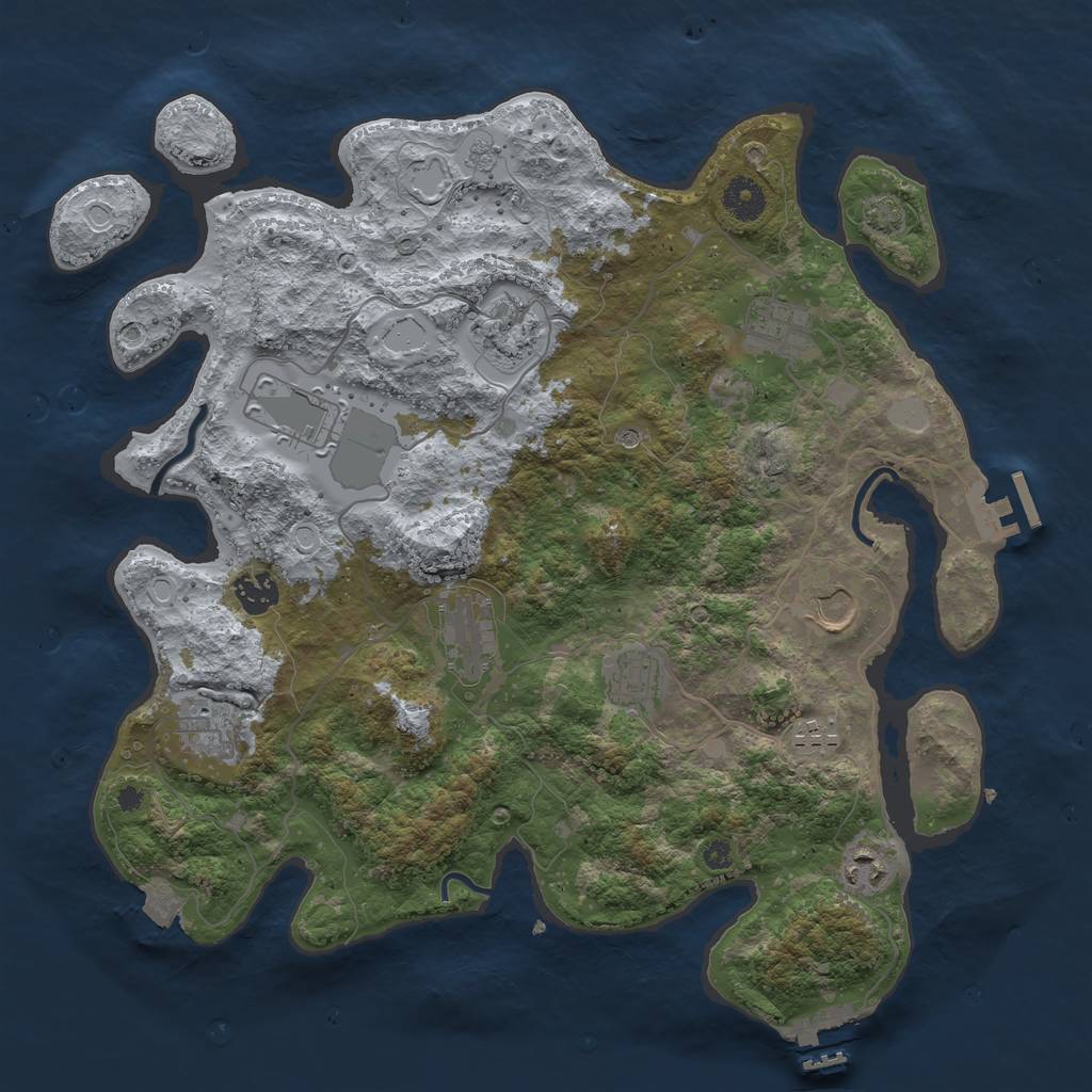 Rust Map: Procedural Map, Size: 3800, Seed: 319325410, 18 Monuments