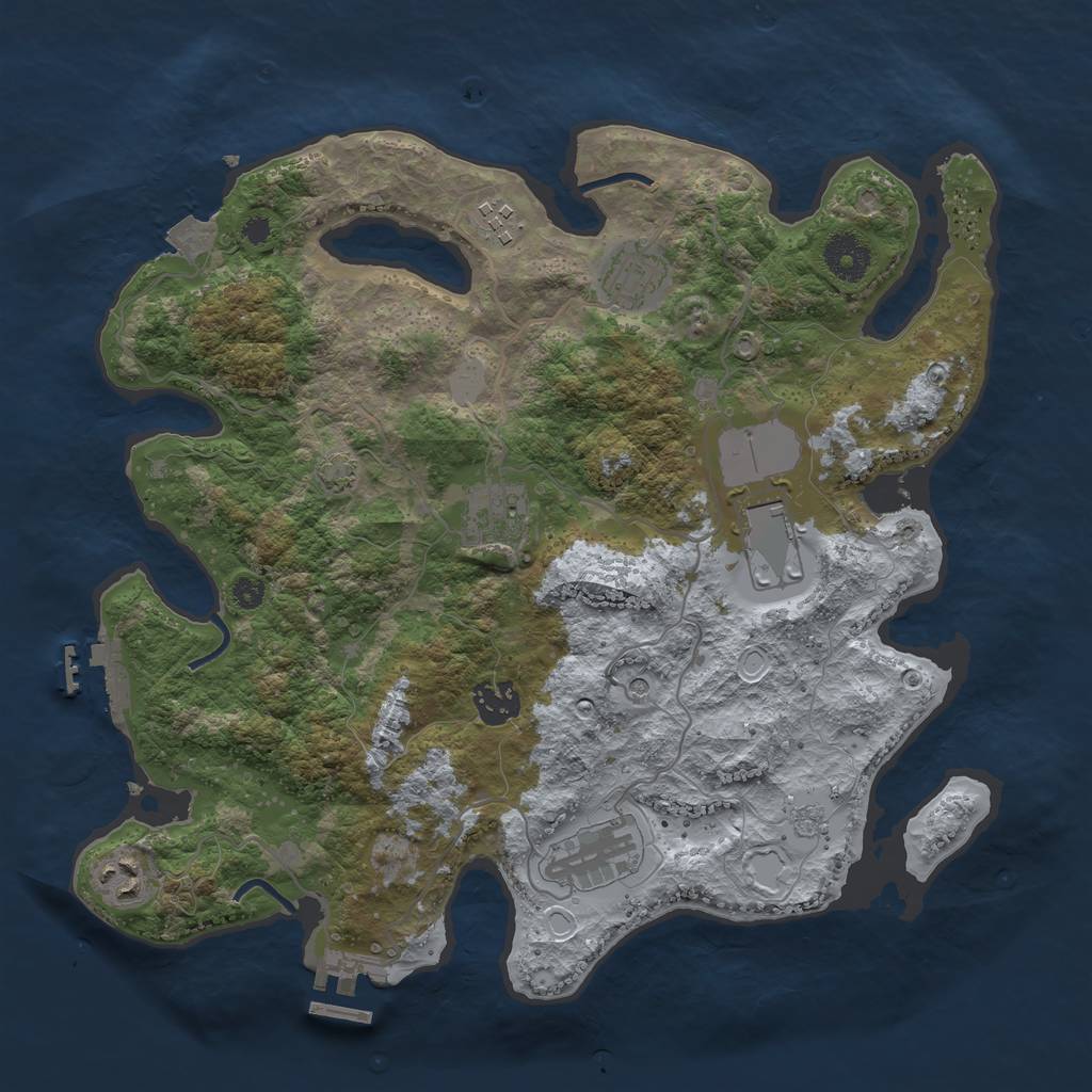 Rust Map: Procedural Map, Size: 3500, Seed: 4873194, 15 Monuments