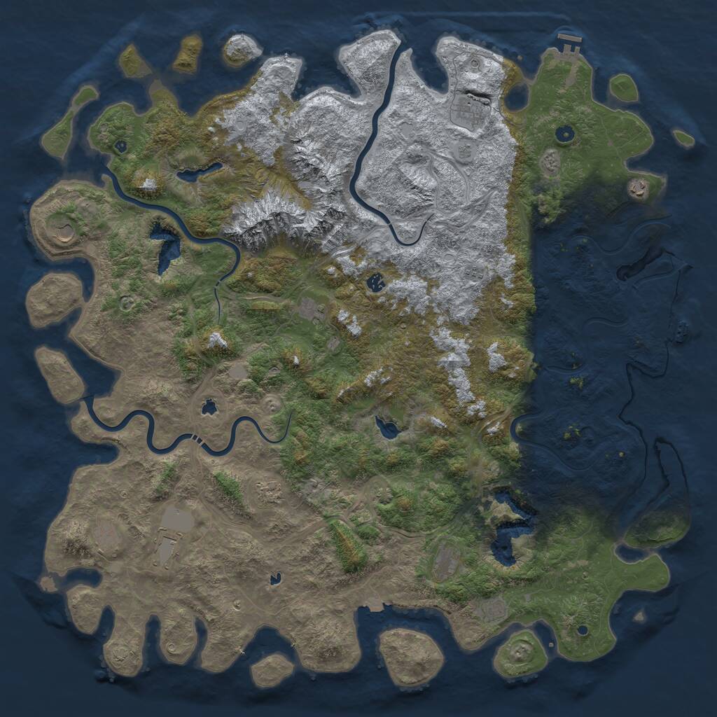 Rust Map: Procedural Map, Size: 6000, Seed: 1805828418, 17 Monuments