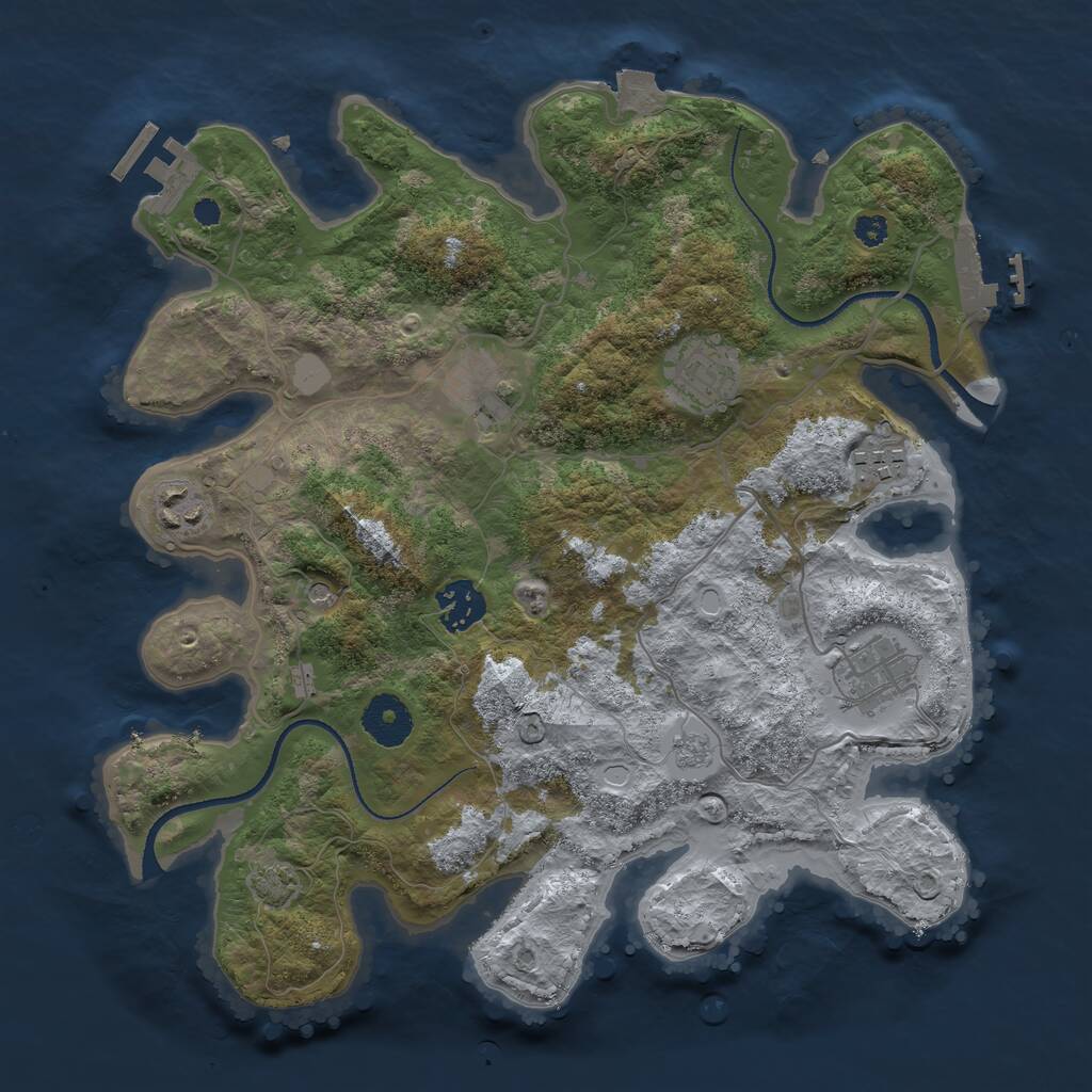 Rust Map: Procedural Map, Size: 3300, Seed: 32254566, 12 Monuments