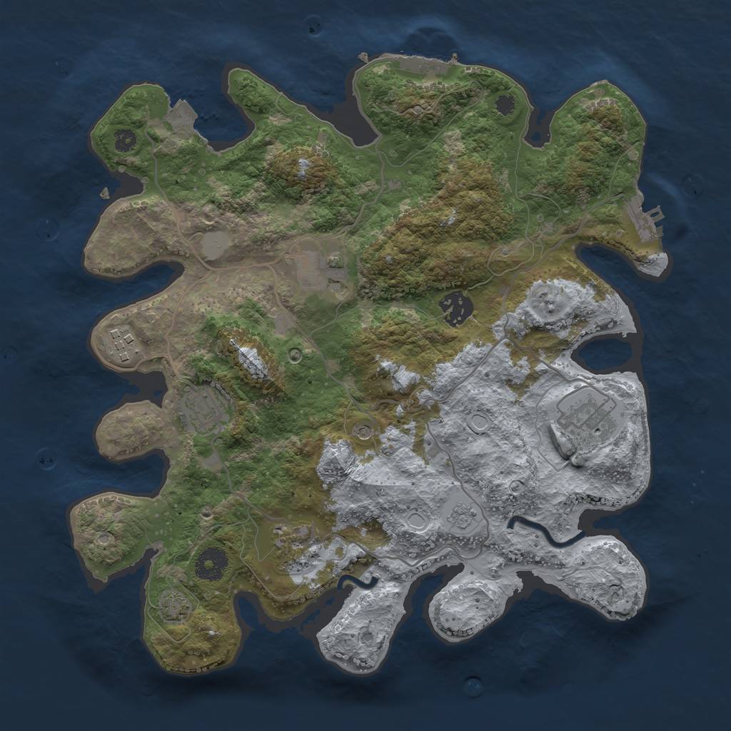 Rust Map: Procedural Map, Size: 3300, Seed: 32254566, 14 Monuments