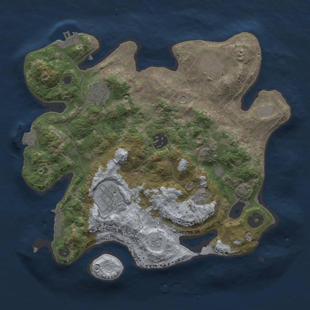 Rust Map: Procedural Map, Size: 3000, Seed: 2124291313, 13 Monuments