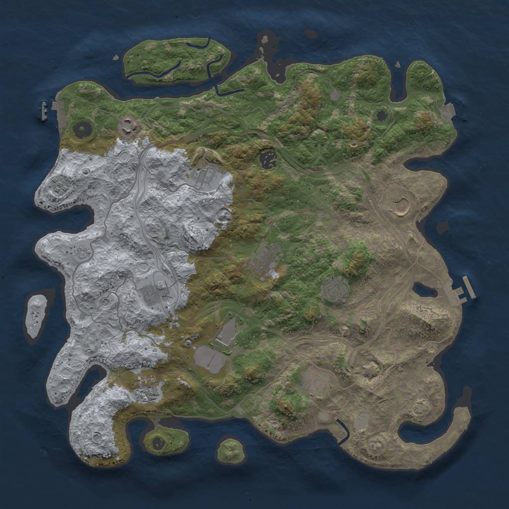 Rust Map: Procedural Map, Size: 4250, Seed: 493328434, 19 Monuments