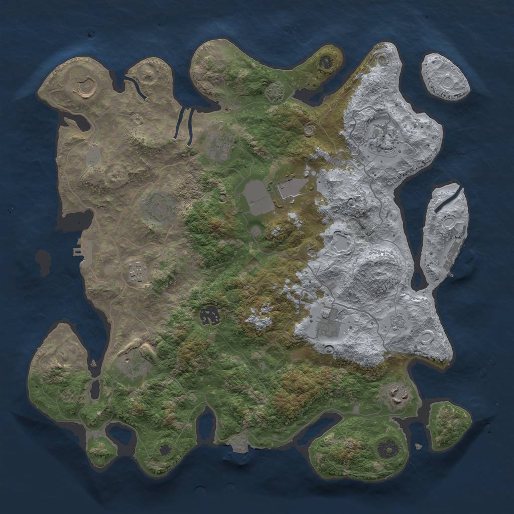 Rust Map: Procedural Map, Size: 3850, Seed: 1136951, 18 Monuments