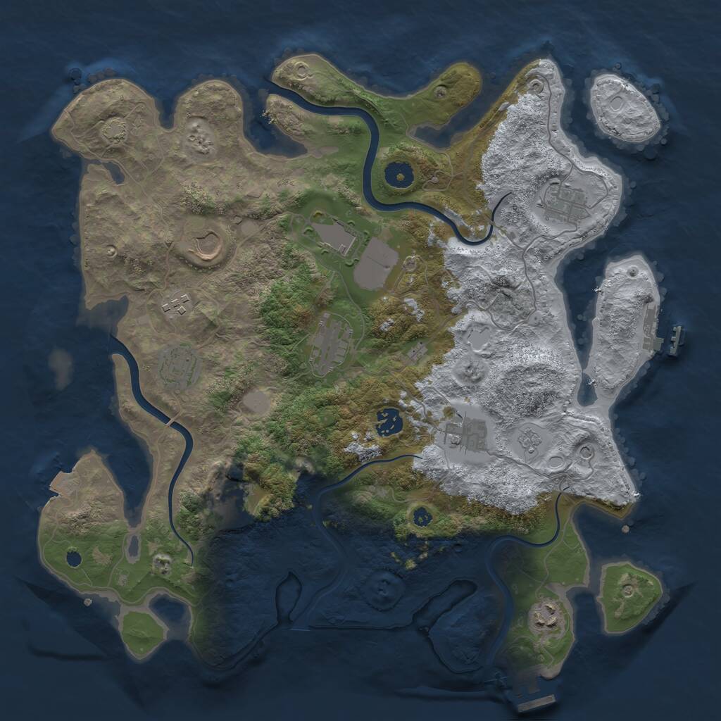 Rust Map: Procedural Map, Size: 3850, Seed: 1136951, 16 Monuments