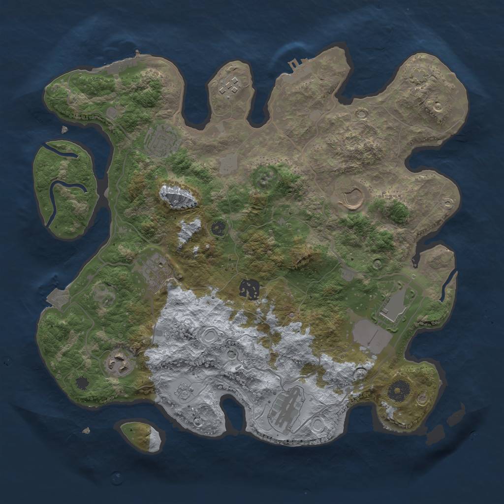 Rust Map: Procedural Map, Size: 3500, Seed: 1218940989, 16 Monuments