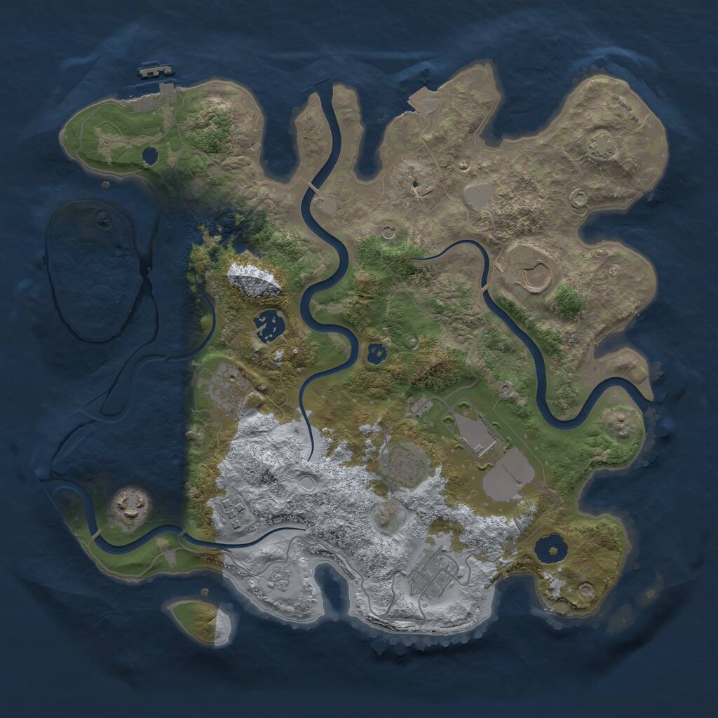 Rust Map: Procedural Map, Size: 3500, Seed: 1218940989, 13 Monuments