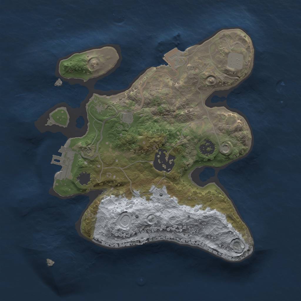 Rust Map: Procedural Map, Size: 2000, Seed: 51378, 5 Monuments