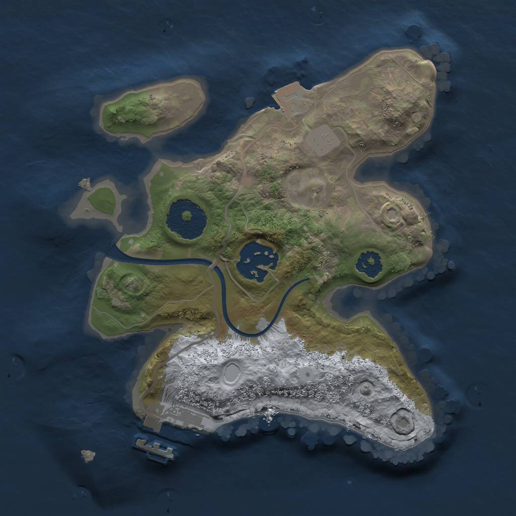 Rust Map: Procedural Map, Size: 2000, Seed: 51378, 3 Monuments