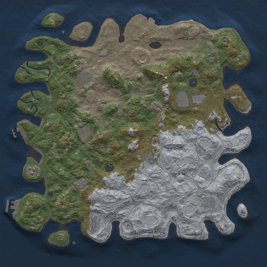 Rust Map: Procedural Map, Size: 4500, Seed: 1178463476, 19 Monuments