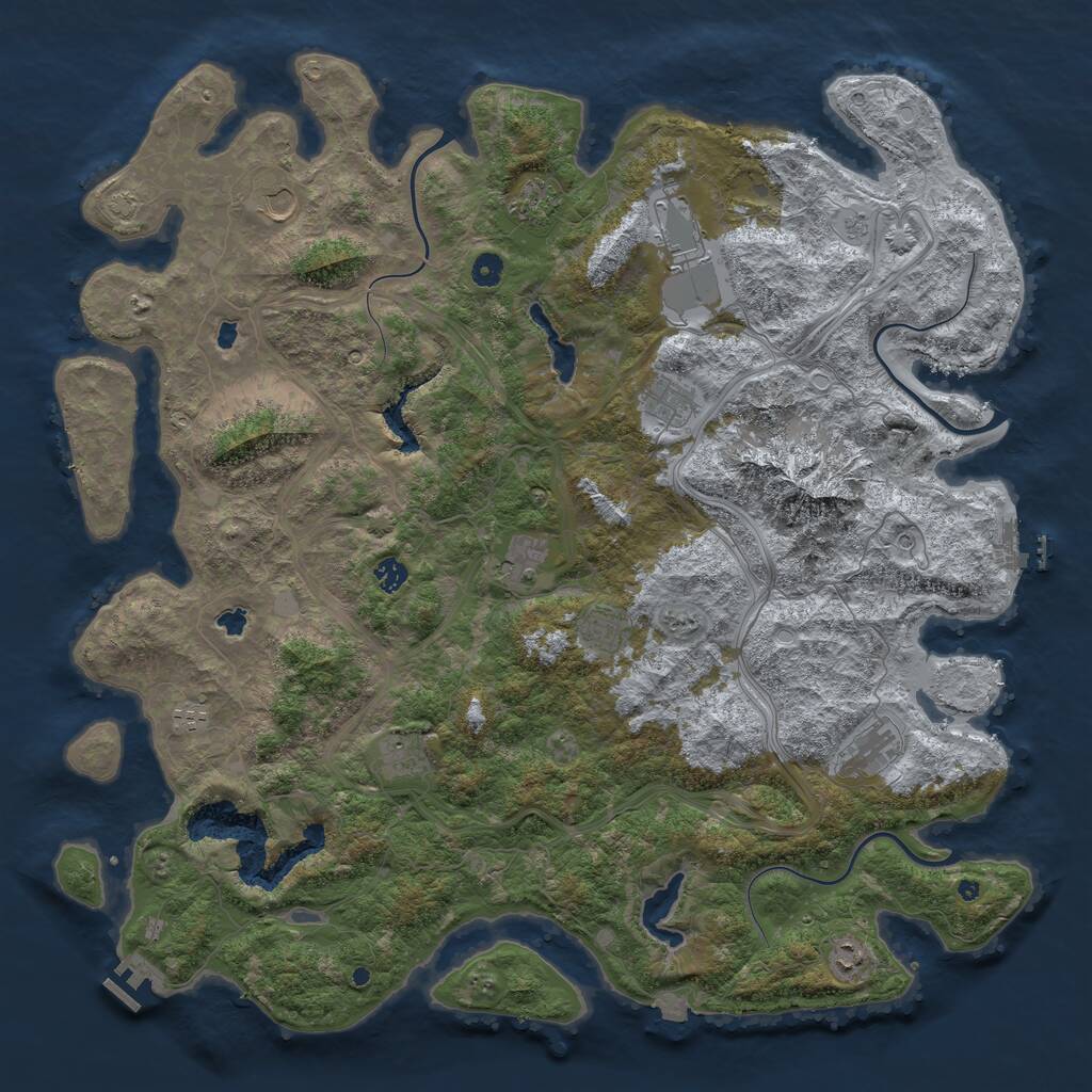 Rust Map: Procedural Map, Size: 5000, Seed: 1024741041, 17 Monuments