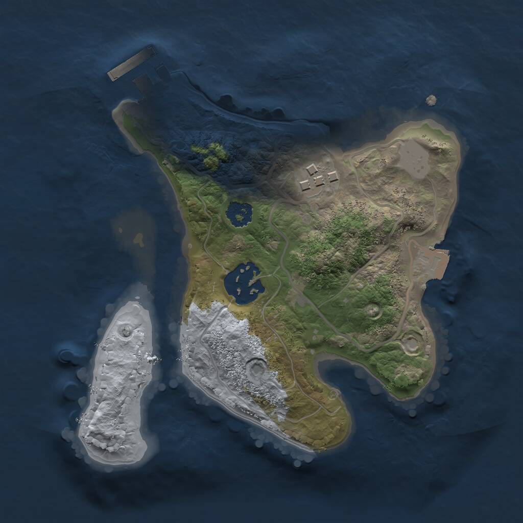 Rust Map: Procedural Map, Size: 2000, Seed: 1001552756, 4 Monuments