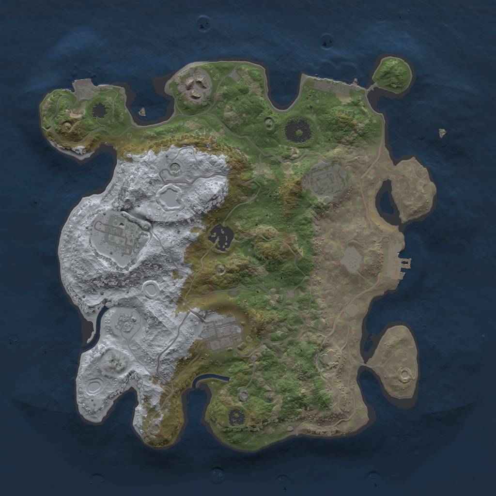 Rust Map: Procedural Map, Size: 3000, Seed: 1623924773, 13 Monuments