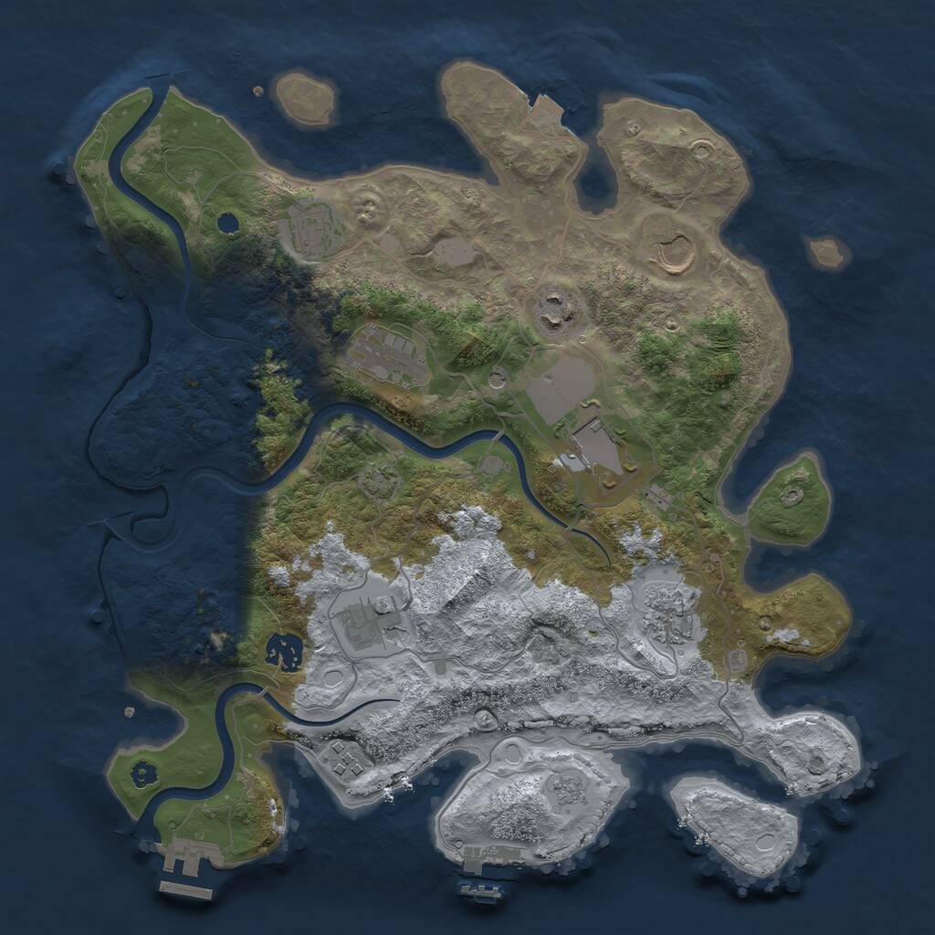 Rust Map: Procedural Map, Size: 3600, Seed: 645643276, 15 Monuments