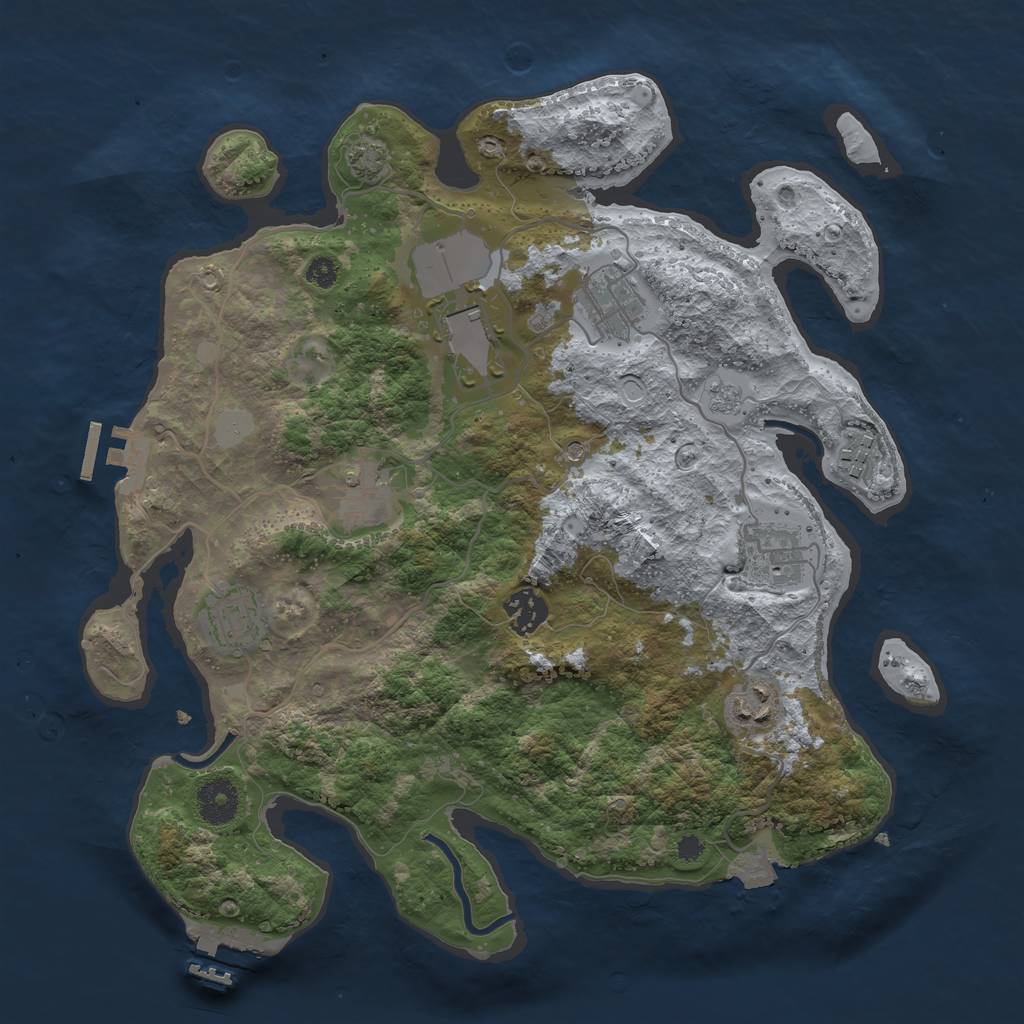 Rust Map: Procedural Map, Size: 3500, Seed: 1998162513, 16 Monuments