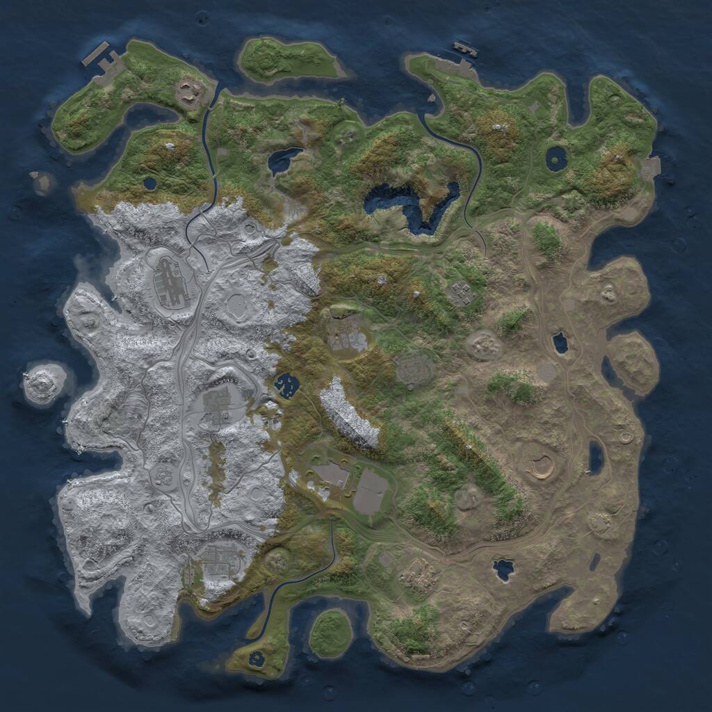 Rust Map: Procedural Map, Size: 4500, Seed: 880848398, 17 Monuments