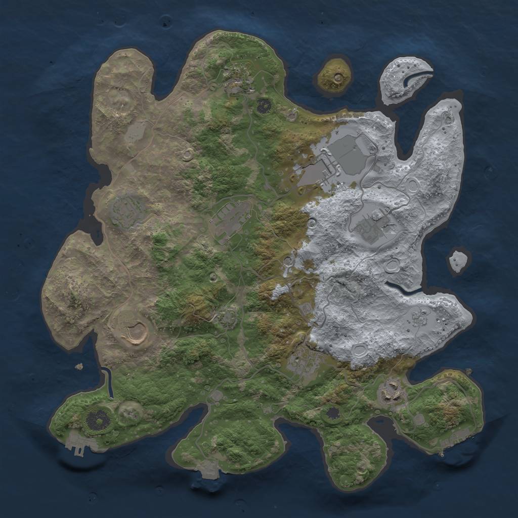 Rust Map: Procedural Map, Size: 3500, Seed: 459641461, 16 Monuments