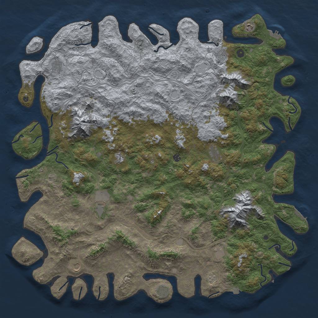Rust Map: Procedural Map, Size: 6000, Seed: 42017, 19 Monuments