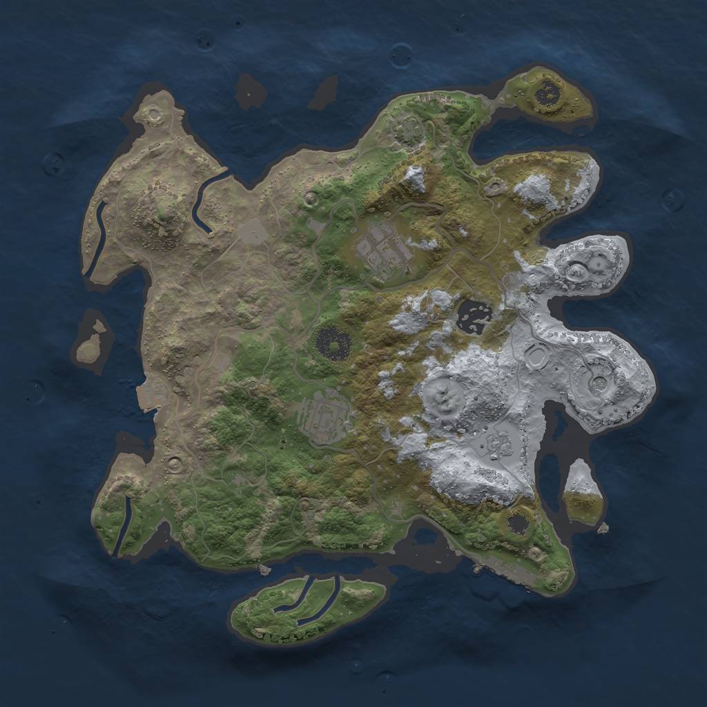 Rust Map: Procedural Map, Size: 3000, Seed: 27656, 10 Monuments