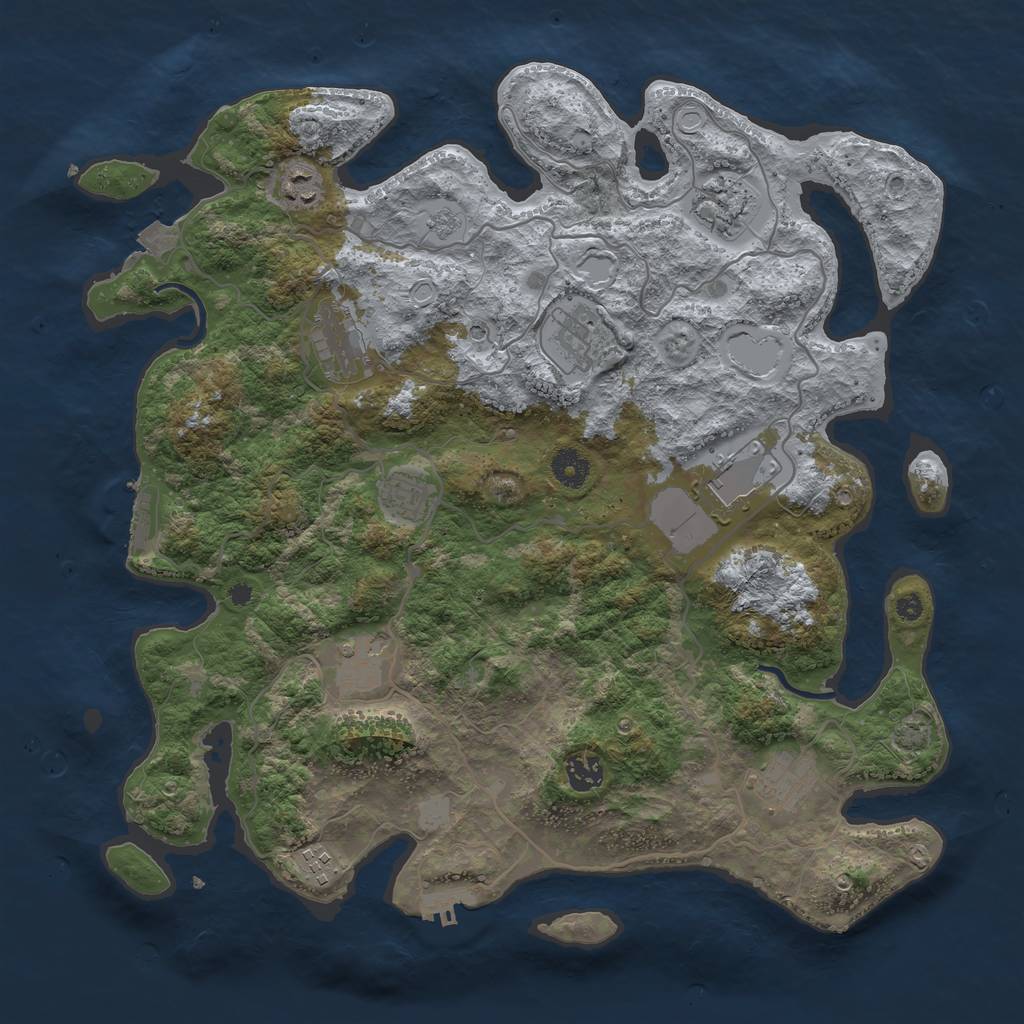 Rust Map: Procedural Map, Size: 4000, Seed: 4071955, 18 Monuments