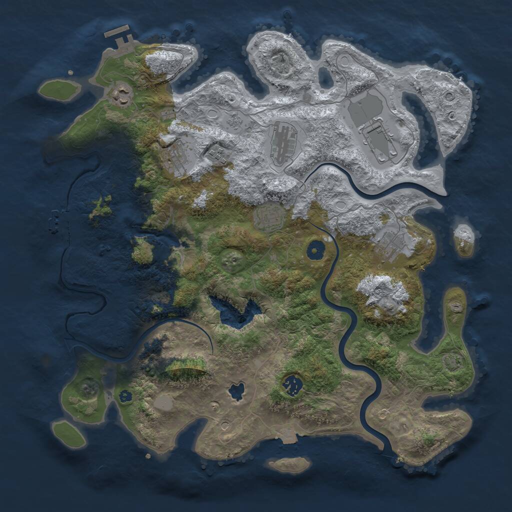 Rust Map: Procedural Map, Size: 4000, Seed: 4071955, 14 Monuments