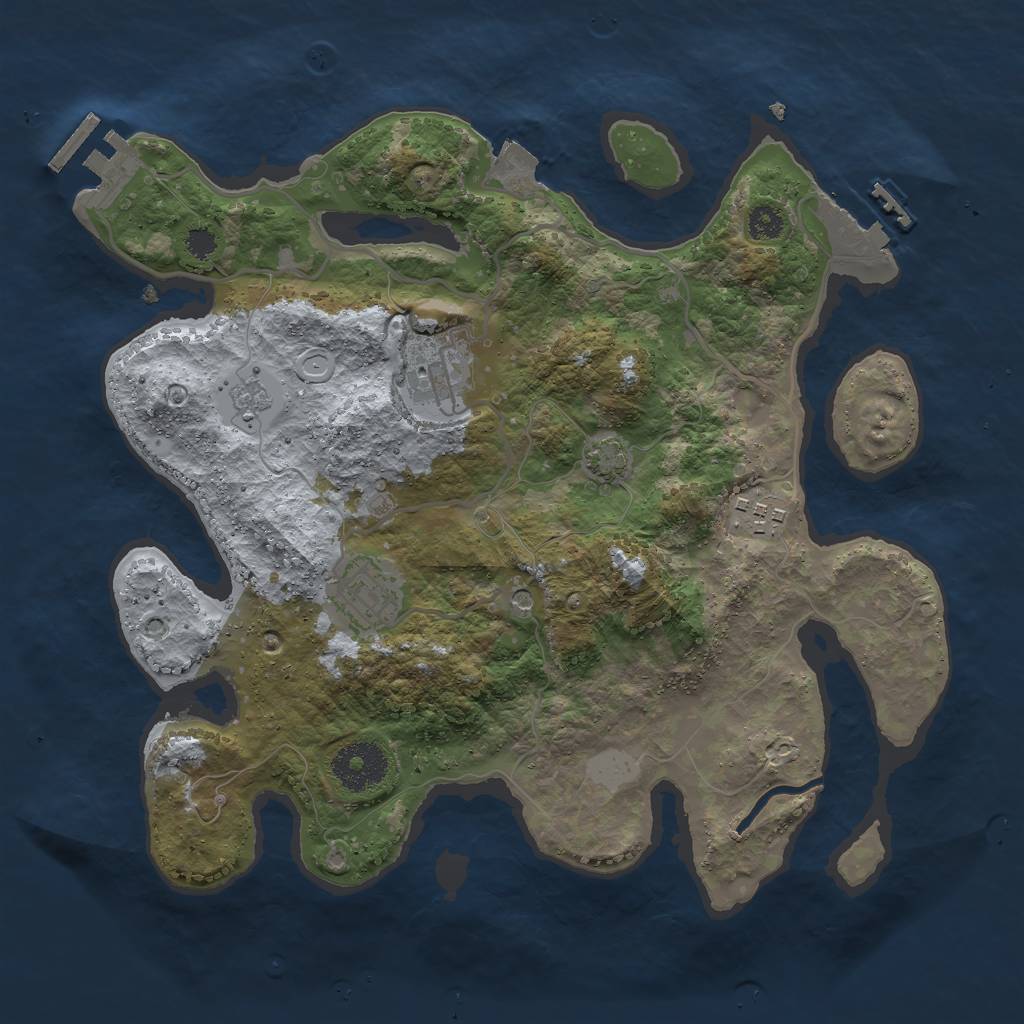 Rust Map: Procedural Map, Size: 3000, Seed: 128361263, 11 Monuments