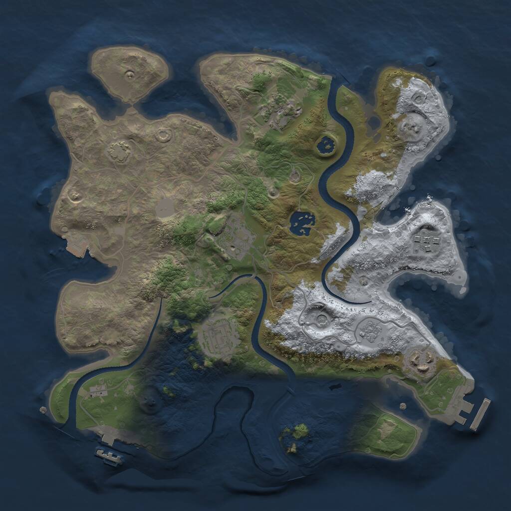 Rust Map: Procedural Map, Size: 3000, Seed: 3579, 12 Monuments