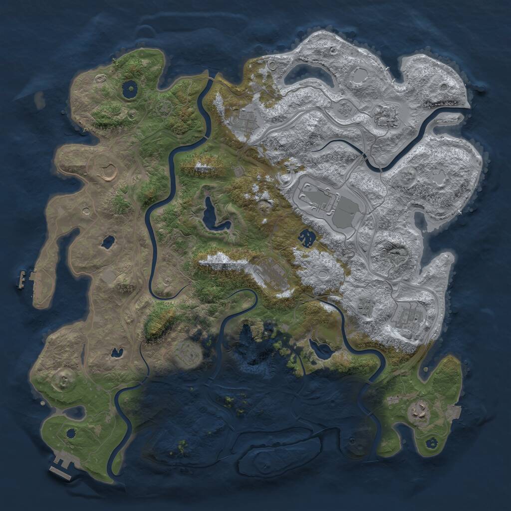 Rust Map: Procedural Map, Size: 4500, Seed: 1393319391, 16 Monuments