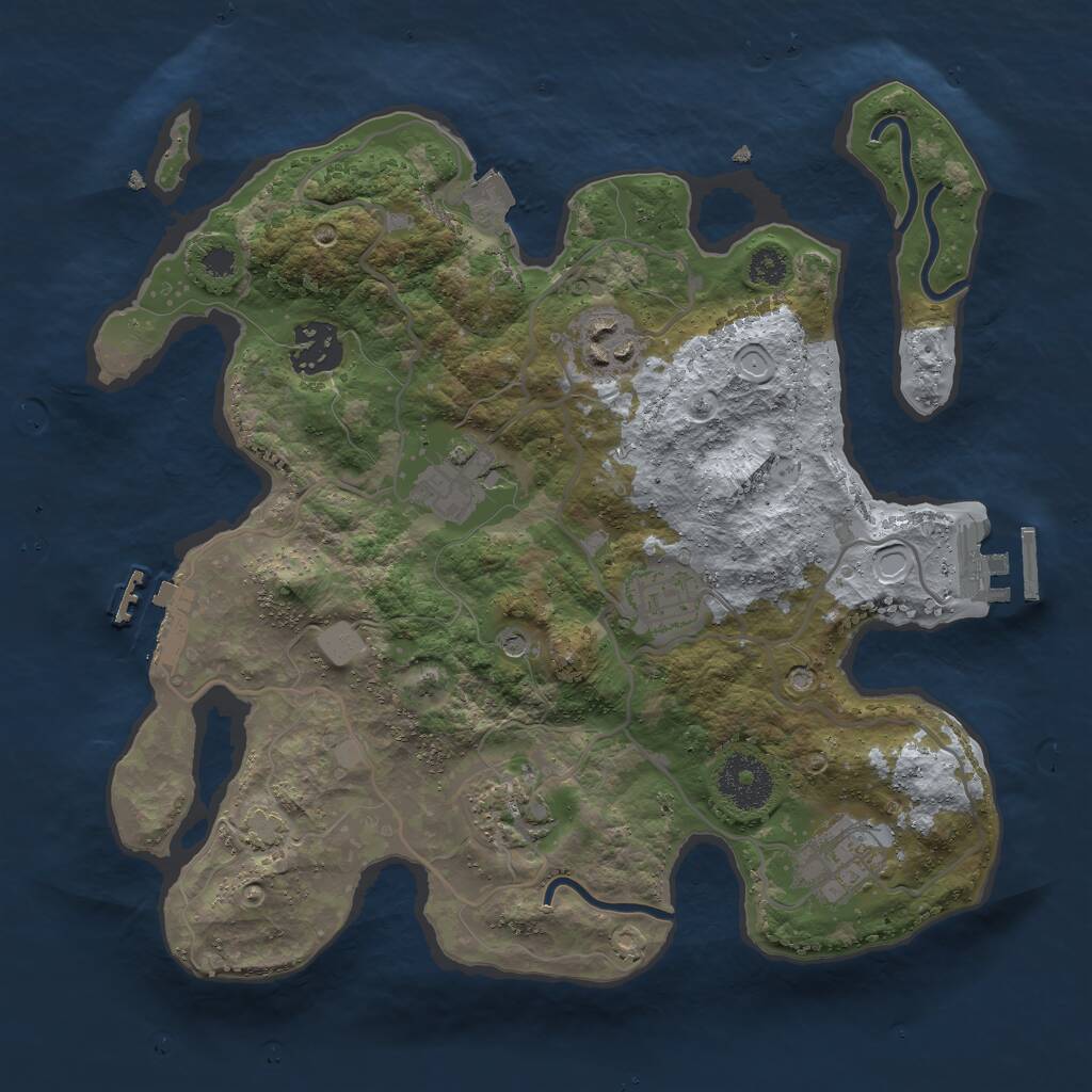 Rust Map: Procedural Map, Size: 3000, Seed: 898744693, 11 Monuments