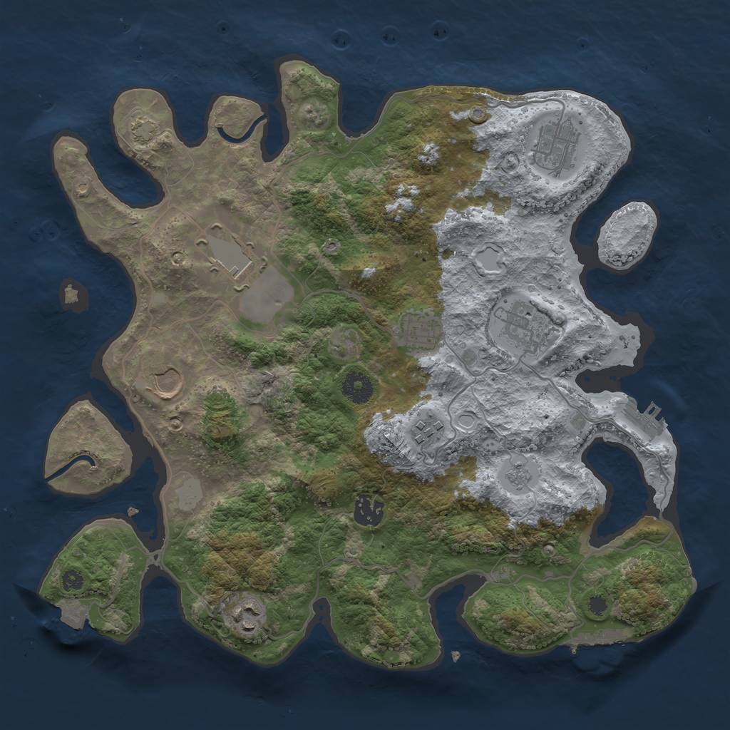 Rust Map: Procedural Map, Size: 3500, Seed: 258859944, 15 Monuments