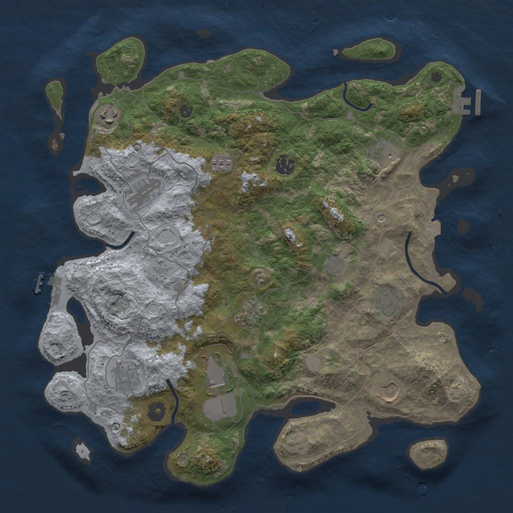 Rust Map: Procedural Map, Size: 4000, Seed: 6062024, 19 Monuments