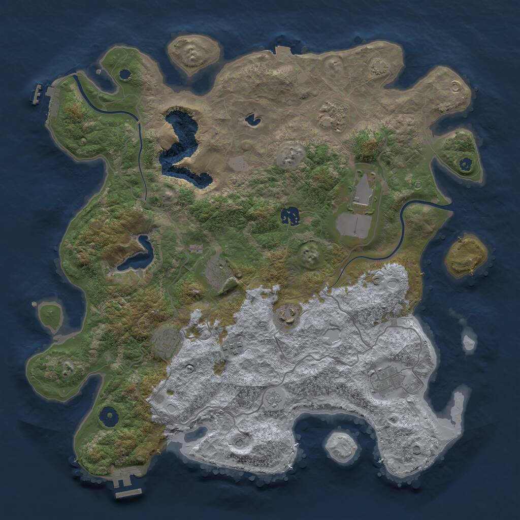 Rust Map: Procedural Map, Size: 4000, Seed: 612345789, 14 Monuments