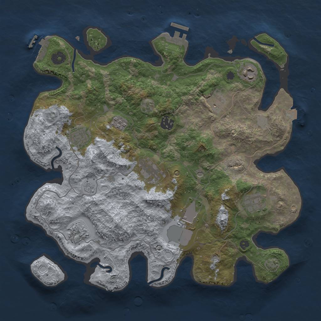 Rust Map: Procedural Map, Size: 3500, Seed: 1928940699, 17 Monuments