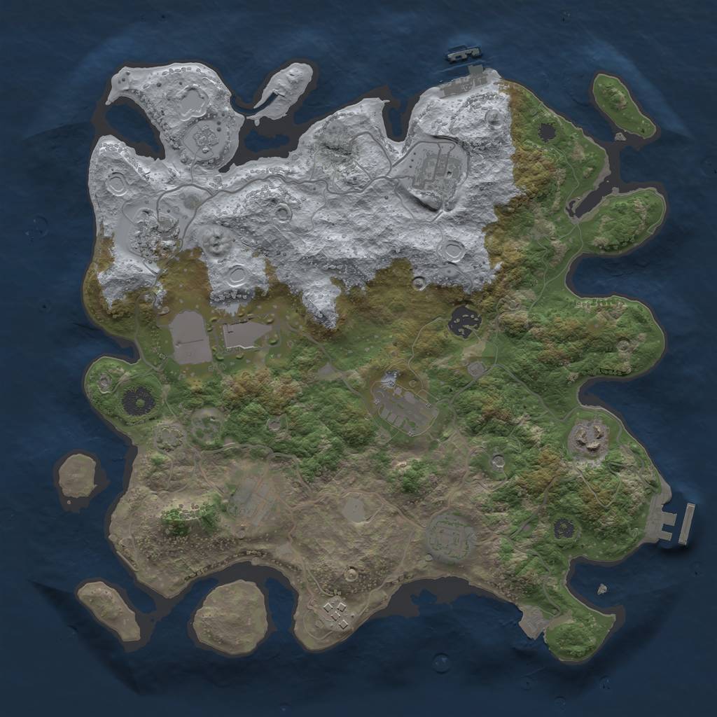 Rust Map: Procedural Map, Size: 3500, Seed: 447045103, 17 Monuments