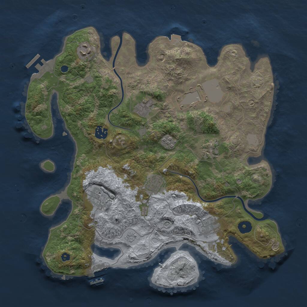 Rust Map: Procedural Map, Size: 3500, Seed: 373307521, 15 Monuments